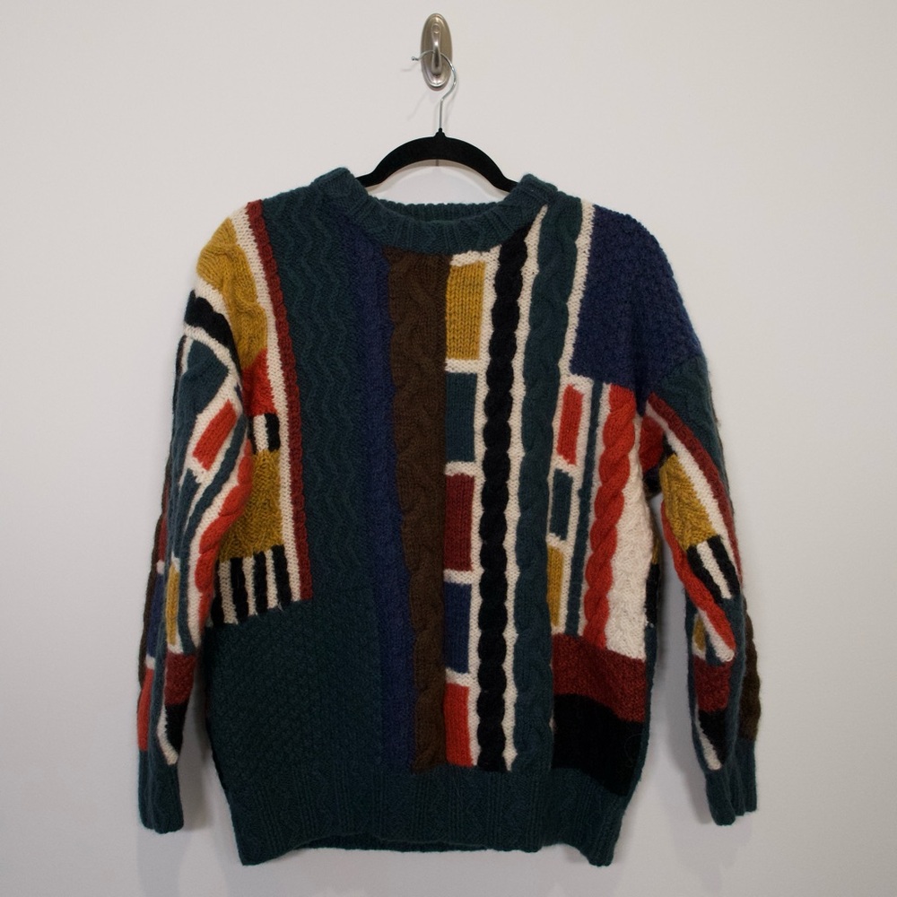 Vintage 100% Wool Boston Traders Funky Grandpa Sweater